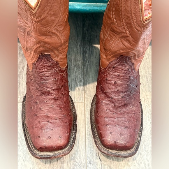 Tecovas THE EMMITT OSTRICH Roper Square toe cowboy boot Sz 9.5 D - Picture 7 of 11